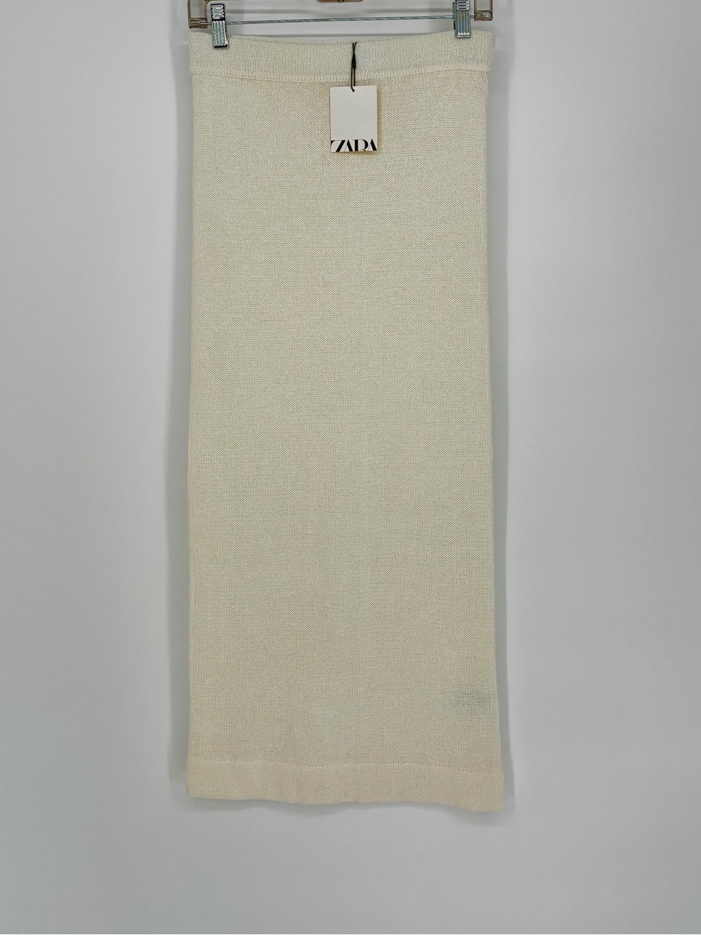 ZARA New With Tags Ecru Off White Knitted Pencil Skirt High Waist Small Midi